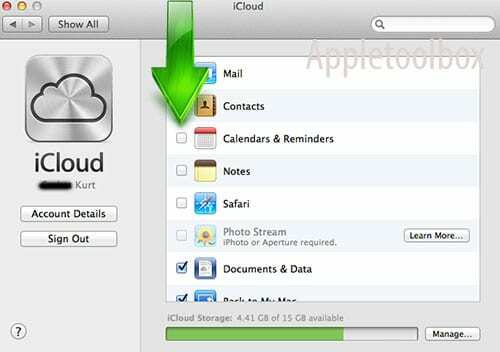 Seleccionar calendario iCloud