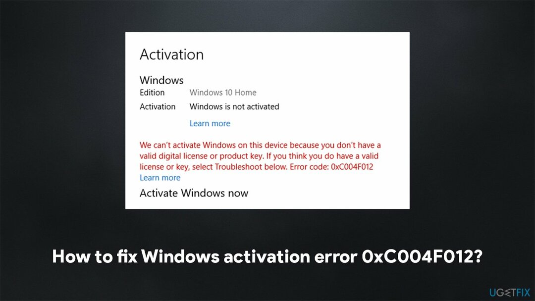 كيفية إصلاح خطأ تنشيط Windows 0xC004F012؟