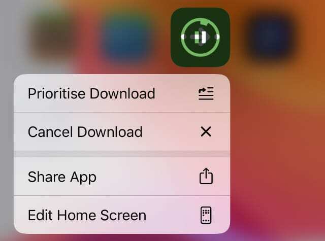 ऐप क्विक एक्शन मेनू से डाउनलोड विकल्प को प्राथमिकता दें