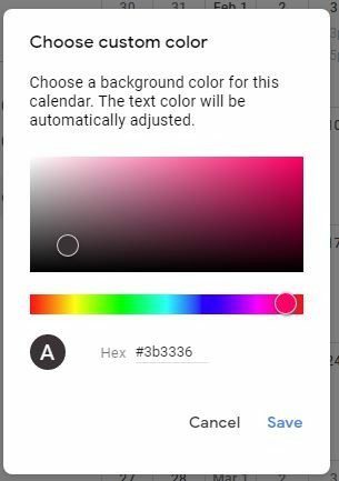 Επιλογή χρώματος για την εργασία Ημερολόγιο Google
