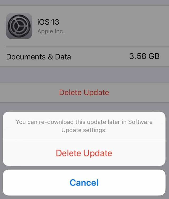 iPhone'dan iOS 13 yazılım güncellemesini silin