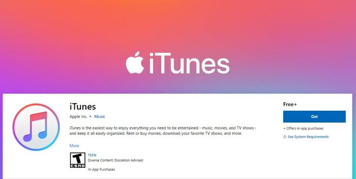 Загрузите iTunes из Microsoft Store