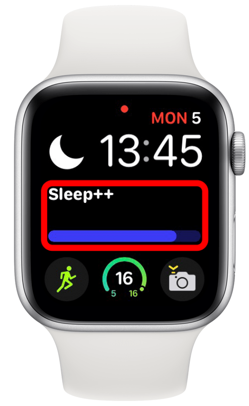 Apple Watch 페이스의 Sleep++ 컴플리케이션