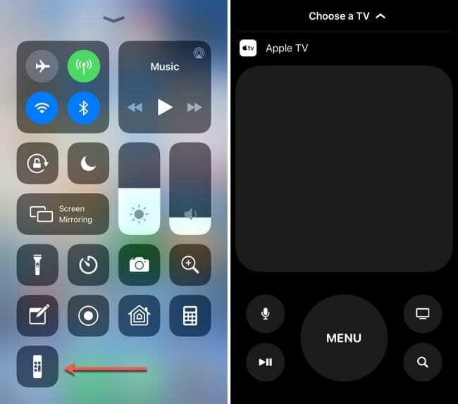 Usar Apple TV Remote desde el Centro de control 