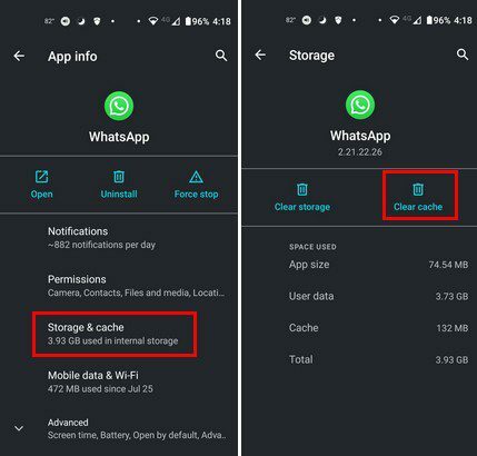 Cancella la cache dell'app Android