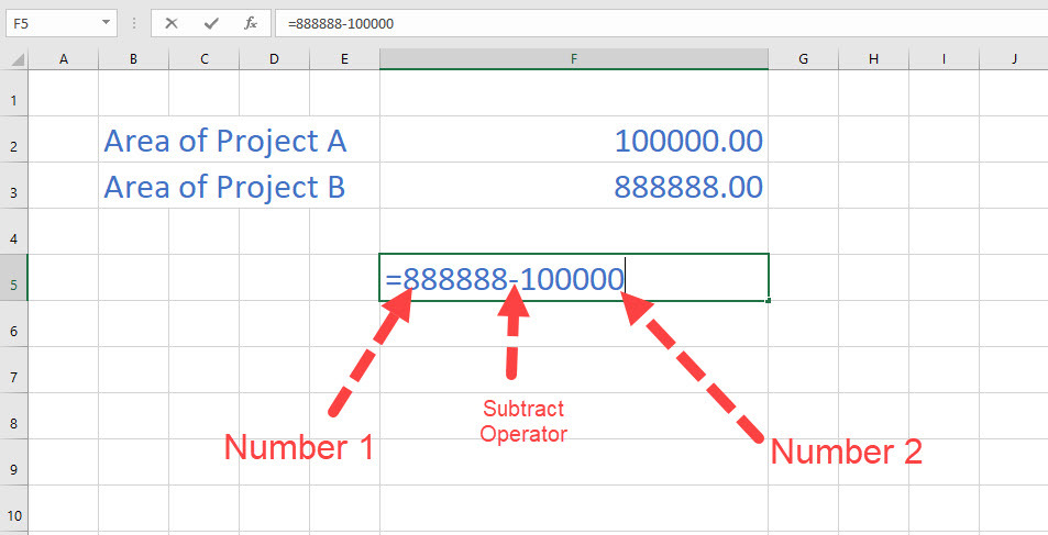 Træk et tal fra en anden Excel-subtraktionsformel