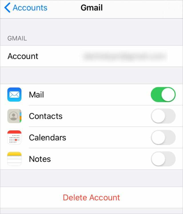 IMAP имейл акаунт в iPhone Settings2