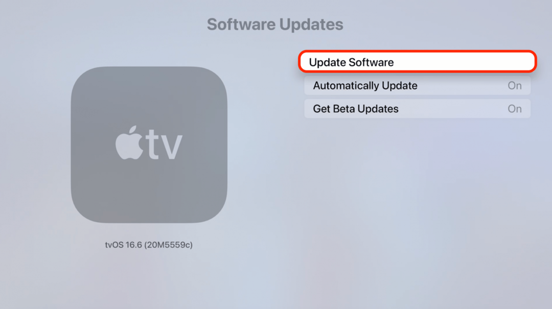 Verifique se há atualizações da Apple TV e instale a atualização de software se não estiver atualizada.