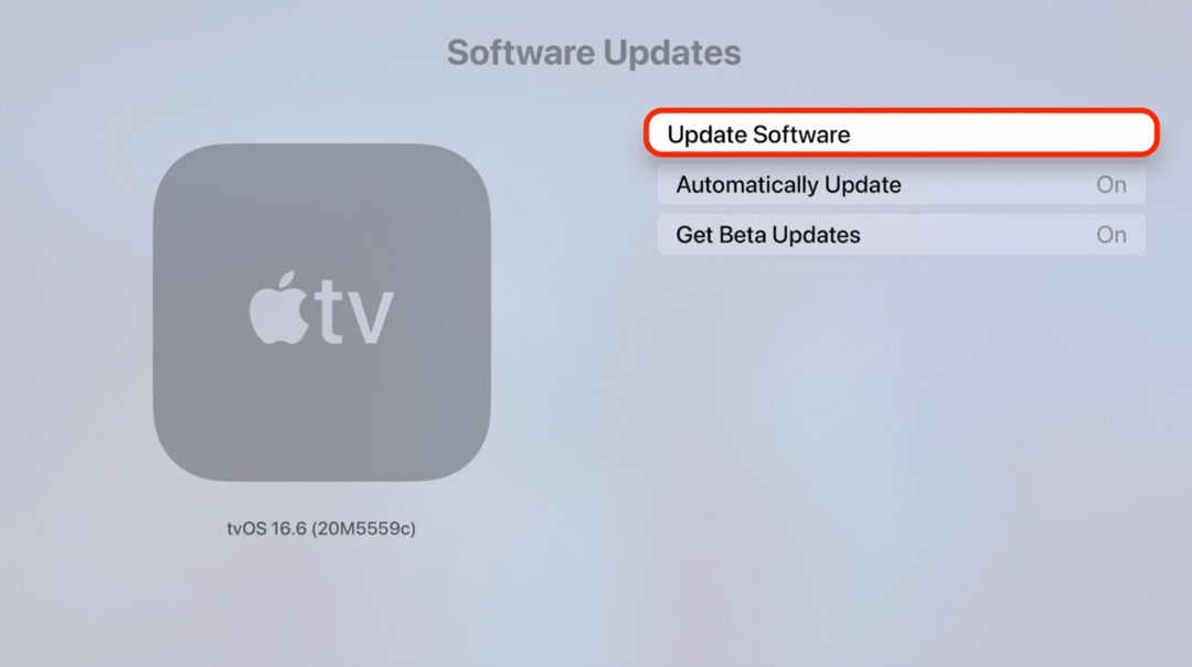 Se efter Apple TV-opdateringer, og installer softwareopdateringen, hvis den ikke er opdateret.