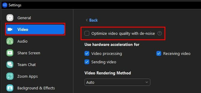 Optimoi videon laatu de noise Zoom -toiminnolla