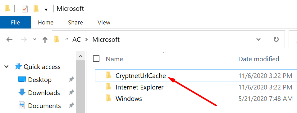 složka cryptnetUrlCache týmy společnosti Microsoft