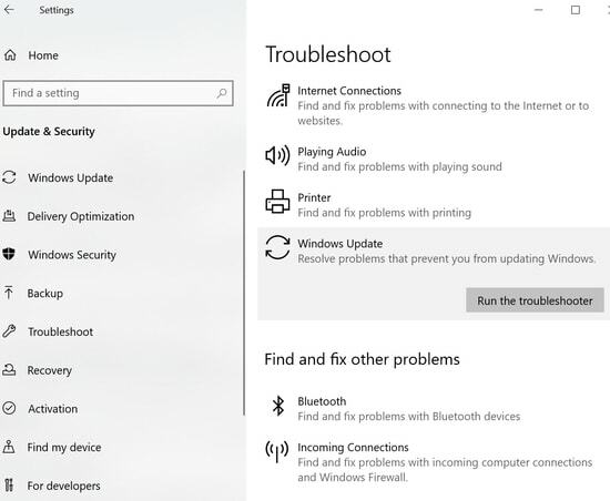 Voer de optie Probleemoplosser van Windows-update uit