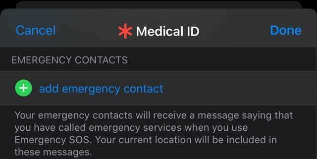 הוסף אנשי קשר לשעת חירום באפליקציית הבריאות iPhone