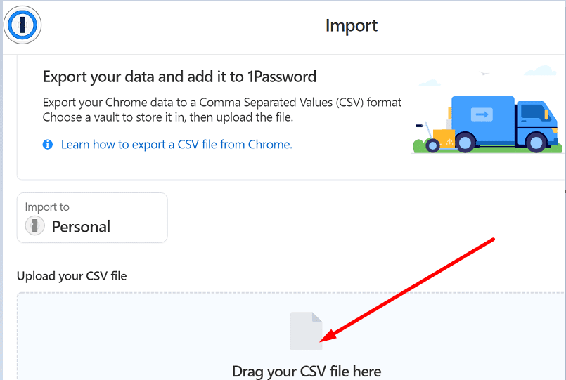 importer les mots de passe chrome dans 1password