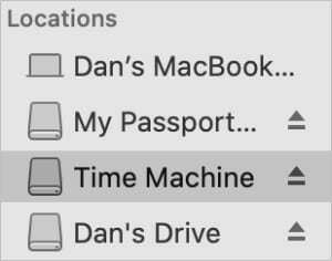 Flere eksterne drev i Locations i Finder-sidebjælken