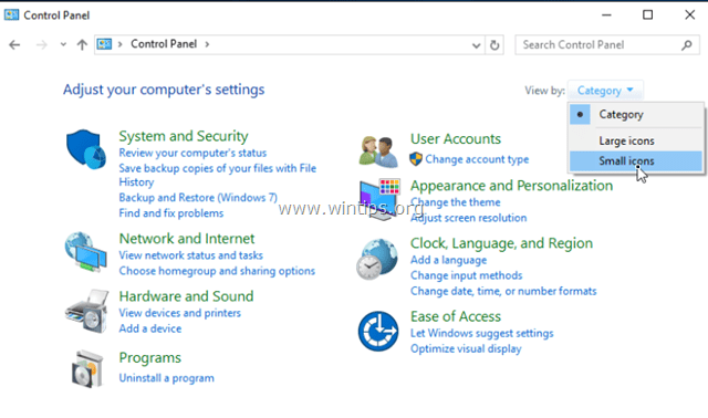 Windows 10 kontrollpanel