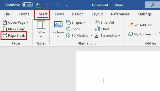 Microsoft Word-pagina-einde