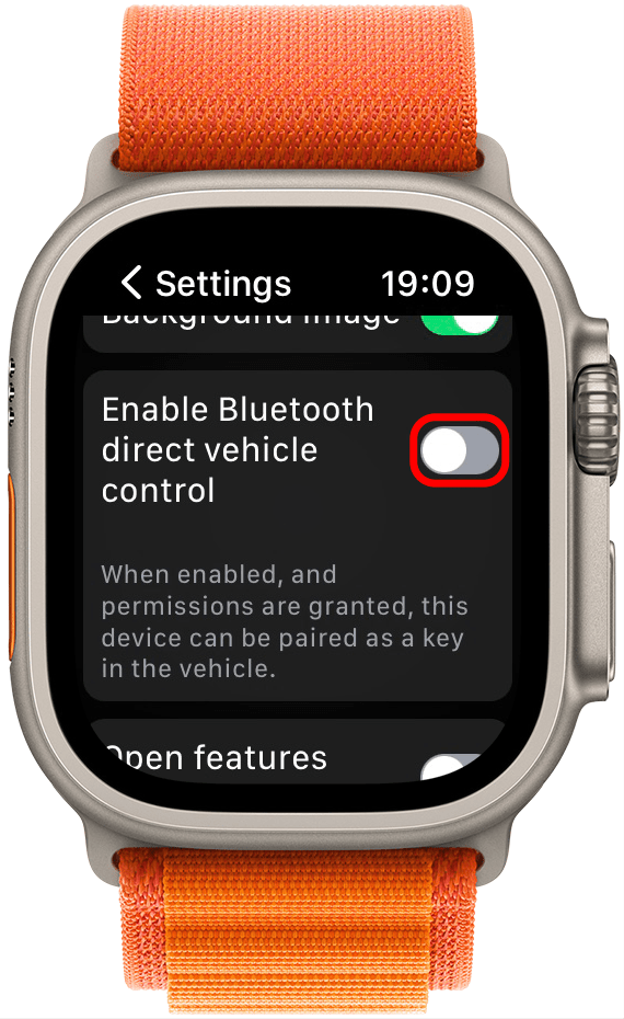 아래로 스크롤하여 Bluetooth 직접 차량 제어 활성화를 켭니다.
