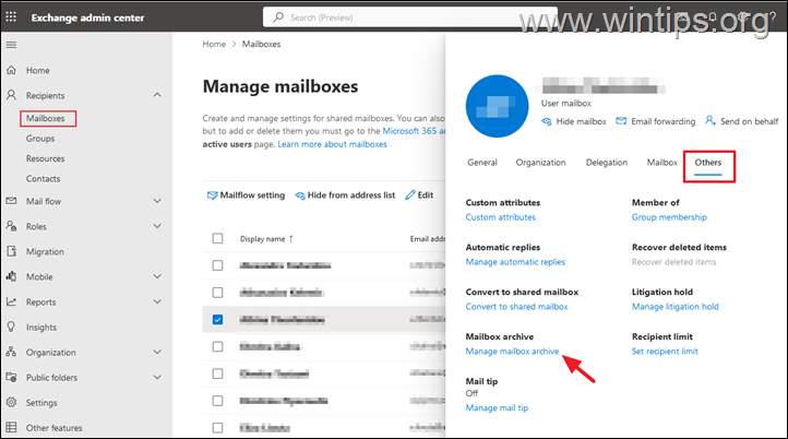 Habilitar caixa de correio de arquivo in-loco no Microsoft 365 