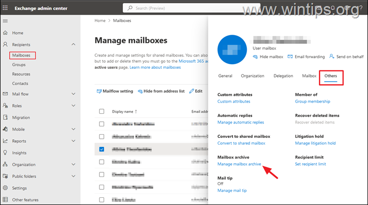 Schakel In-Place Archive Mailbox in Microsoft 365 in 