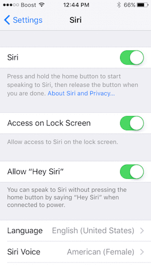 Siriの設定を変更して機能させる