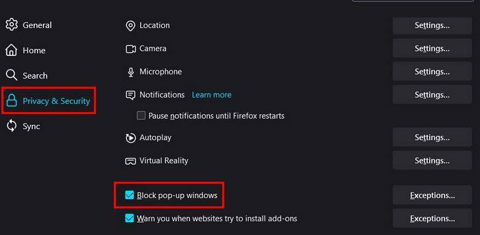 Блокирайте изскачащи прозорци на Firefox