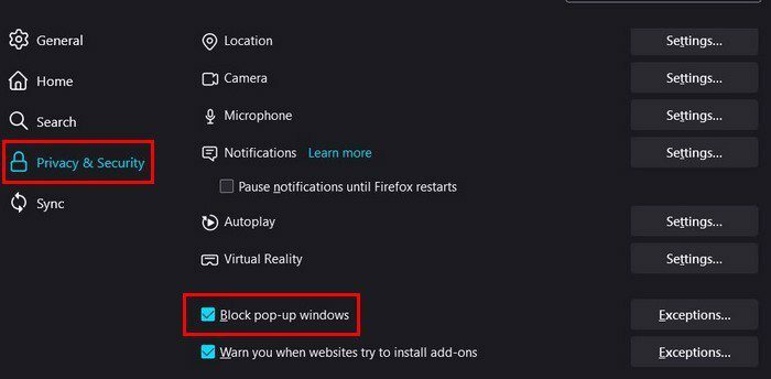 Blocați pop-up Firefox