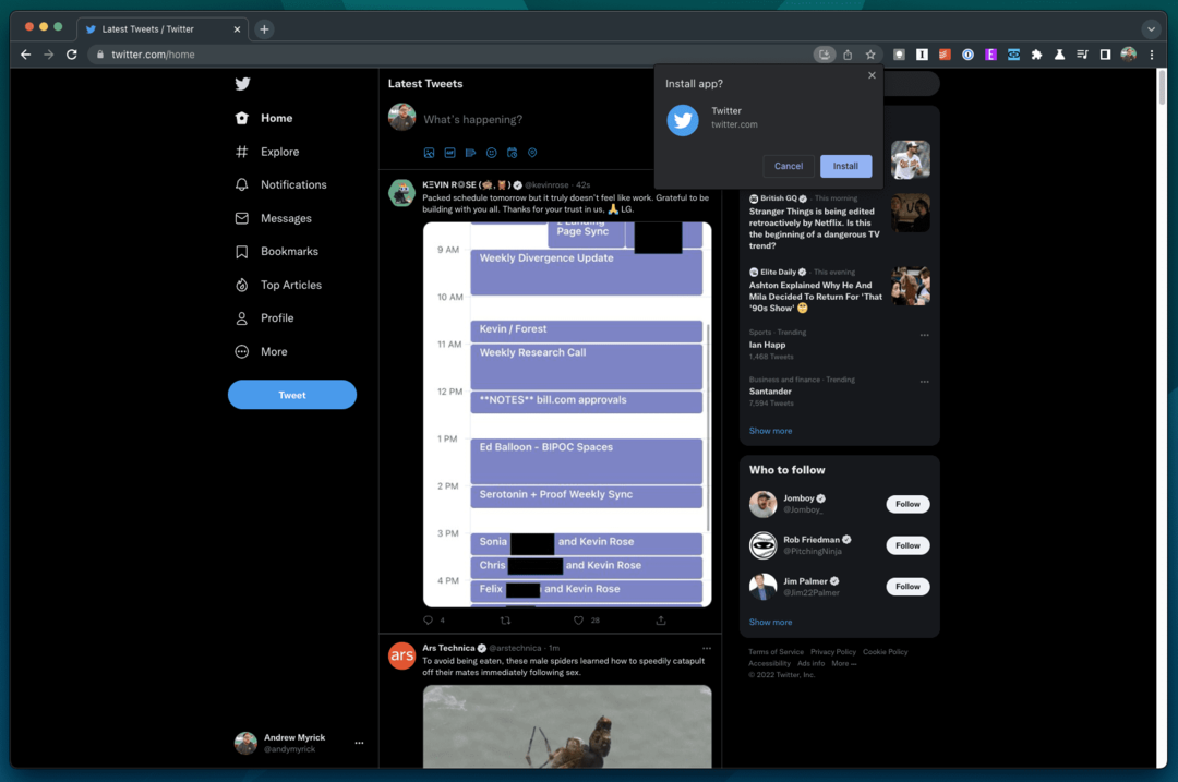 Come trasformare i siti Web in app desktop su macOS - Twitter