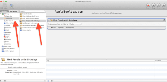 Automator pronađi ljude rođendan