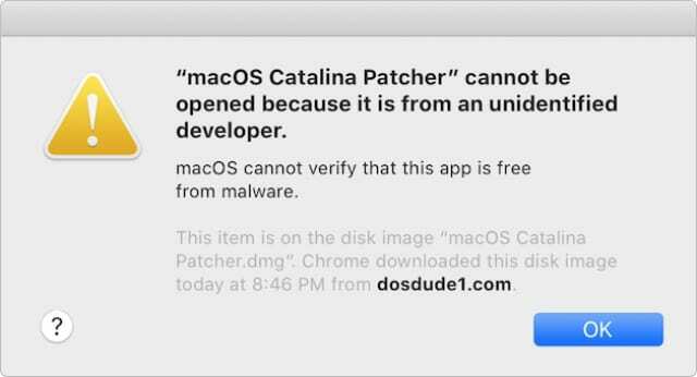 macOS-ს არ შეუძლია დაადასტუროს, რომ აპლიკაცია თავისუფალია მავნე პროგრამებისგან