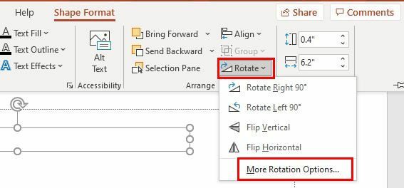 אפשרויות סיבוב PowerPoint