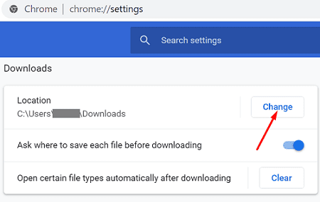 Chrome-change-download-location