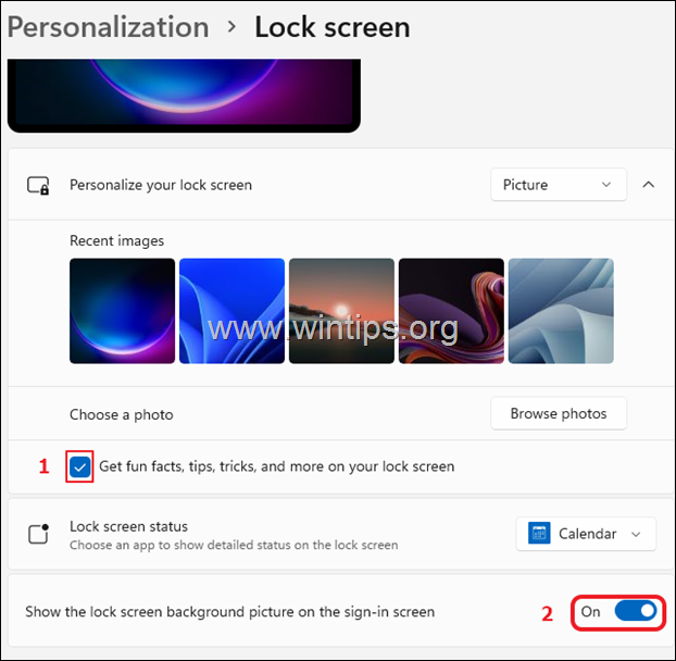 Personalizzazione dello schermo di blocco Windows 11