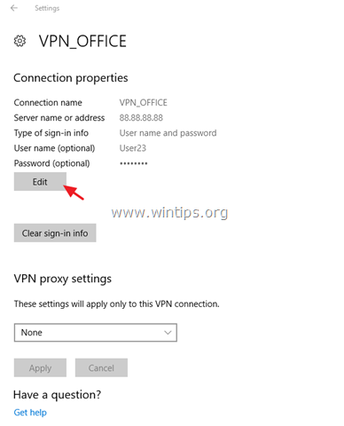 خصائص اتصال vpn windows 10