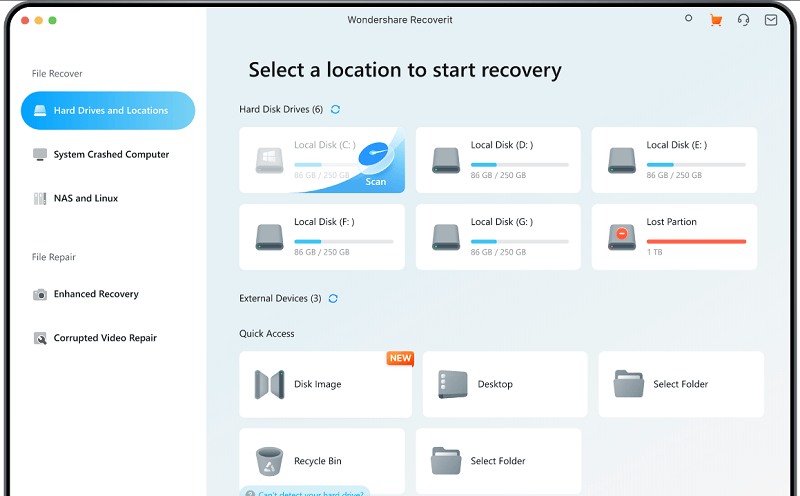 Mac용 Wondershare Recoverit 데이터 복구