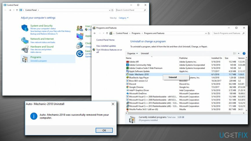 Удалите Auto Mechanic 2018 вручную