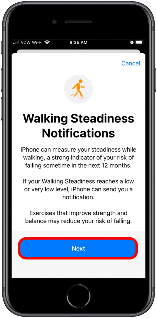 iPhone Walking Stadium Score -terveyssovellus iOS 15