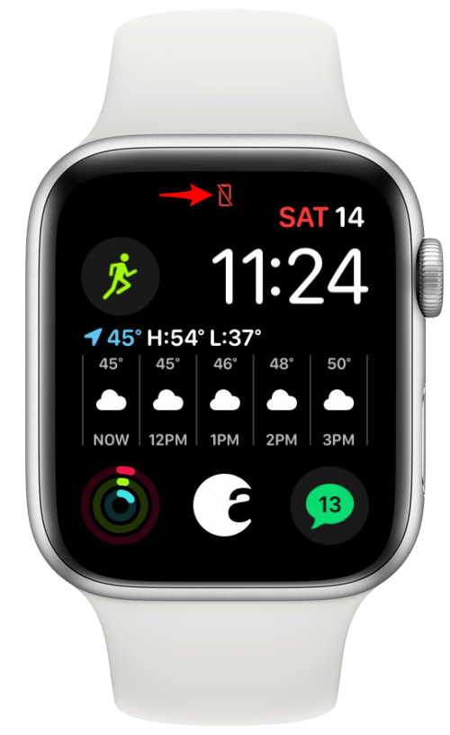 Красный прямоугольник с перечеркнутой линией значка на Apple Watch