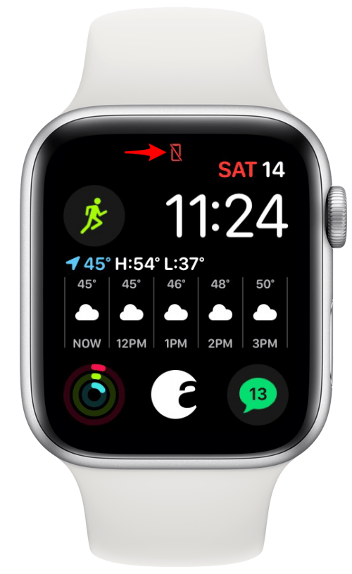 Rotes Rechteck mit einem durchgestrichenen Symbol auf der Apple Watch