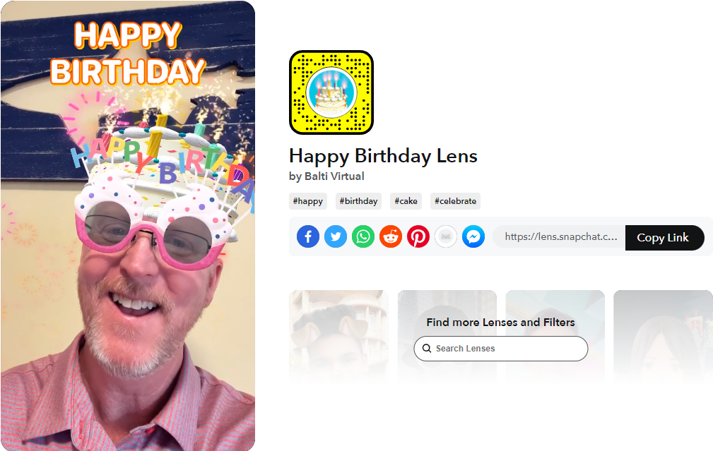 Leće za snap Happy Birthday Lens tvrtke Balti Virtual