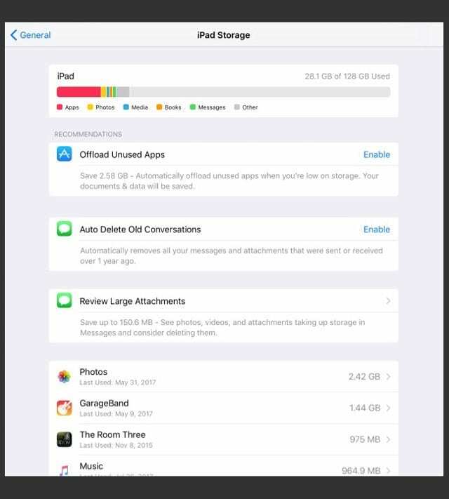 Libere rápidamente almacenamiento de iPhone y iPad con la configuración de iOS