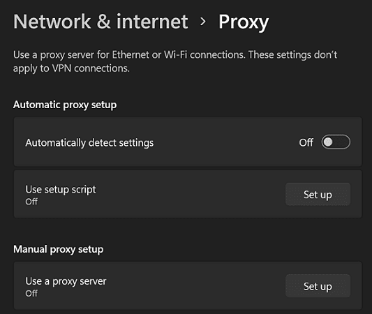 Configuración de proxy manual y automática de Windows 11