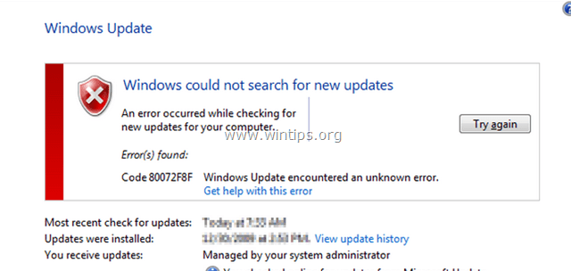 Åtgärda Windows Update 0x80244022 eller 0x80072ee2 fel.