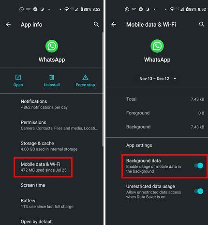 Android 11 mengaktifkan Aplikasi penggunaan latar belakang