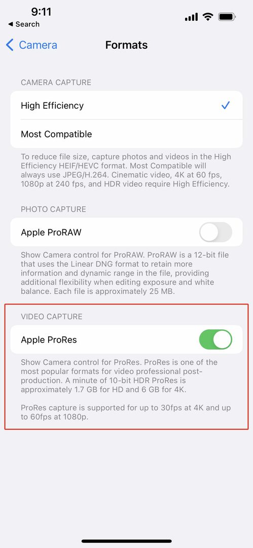 Come registrare video ProRes su iPhone Passi 2