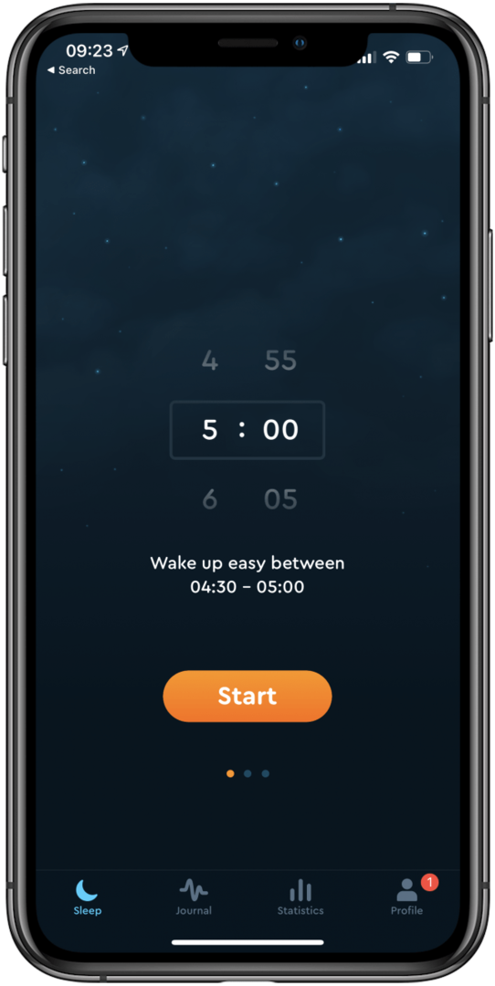 App Sleep Cycle per il monitoraggio del sonno.