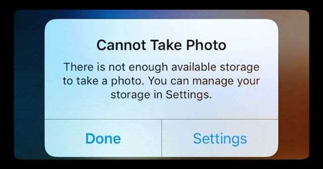 Sto cercando di scattare una foto ma iPhone dice che lo spazio di archiviazione è pieno, quando non lo è..