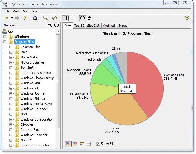 JDiskReport — diska vietas analizators