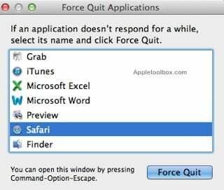 Принудительный выход из приложений Mac OSX