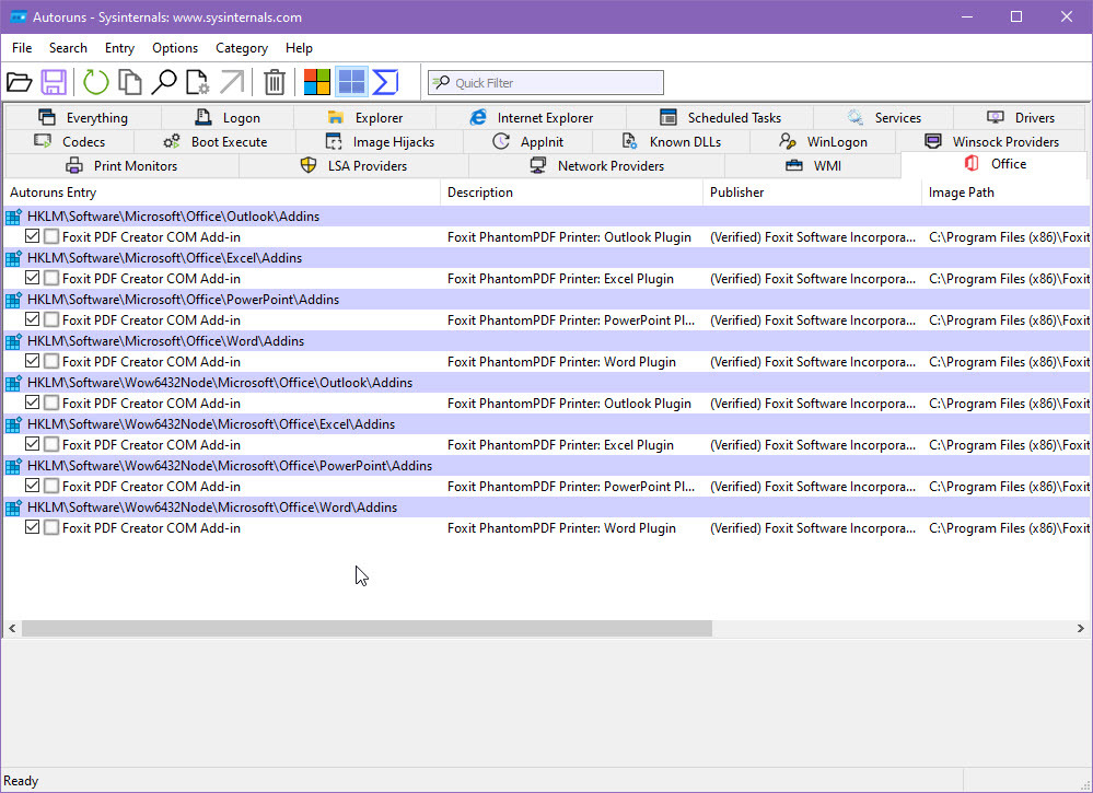 Wpisy kategorii pakietu Office w pliku Autoruns dla systemu Windows.jpg